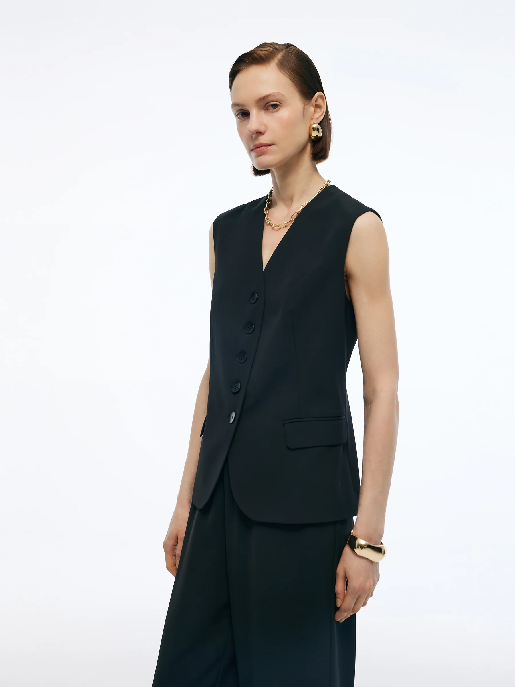Stretch V-Neck Women Single-Breasted Vest - Image 4