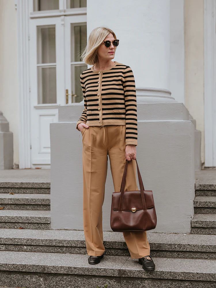 Button Up Woolen Striped Lady Cardigan - Image 18