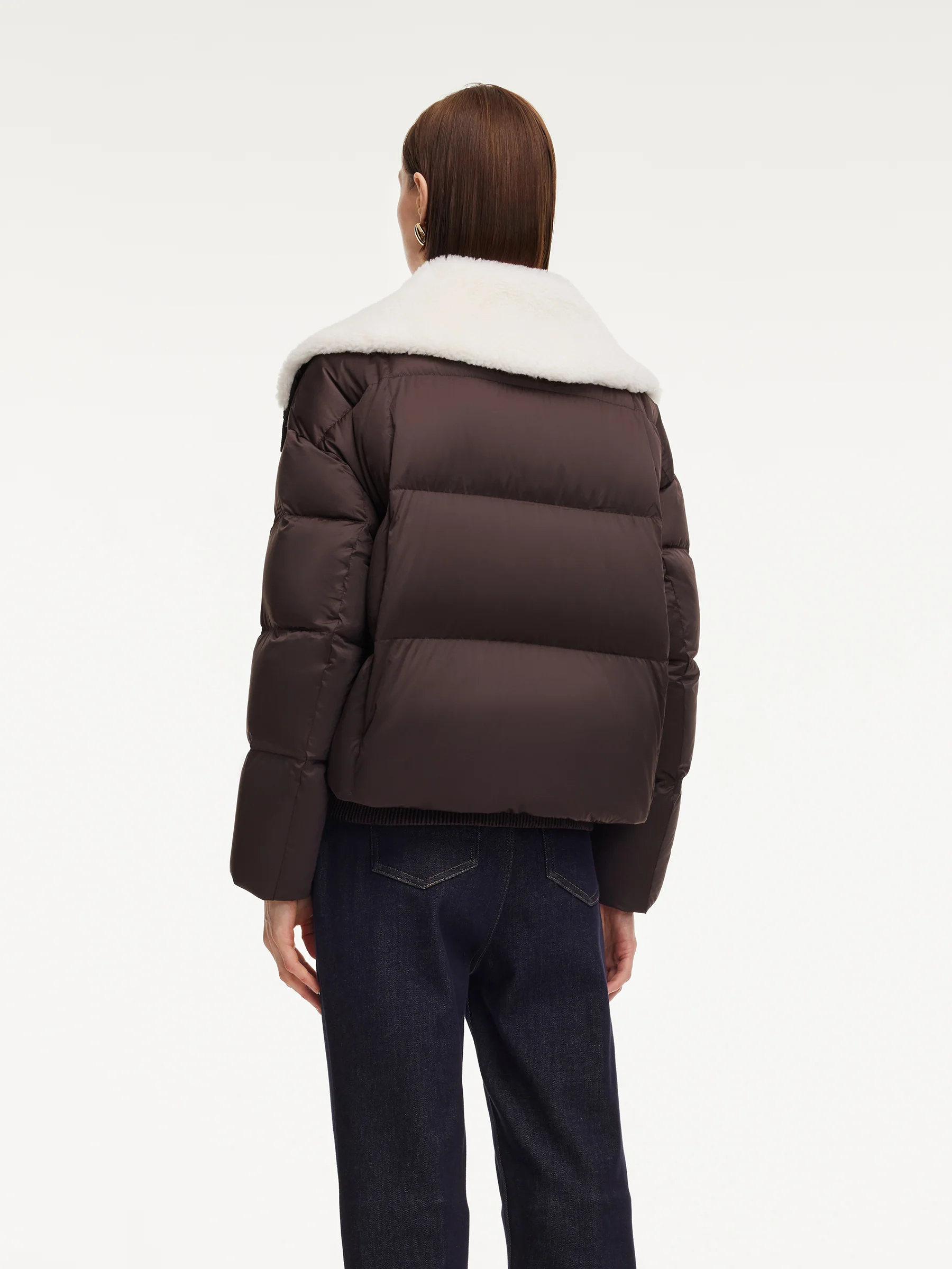 Teddy Collar Goose Down Crop Jacket - Image 3