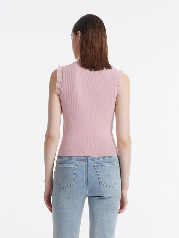 Tencel And Woolen Lace Ruffle Women Tank Top - Image 12