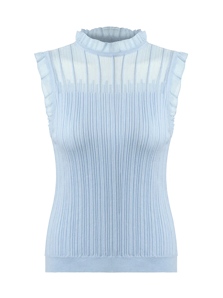 Tencel And Woolen Lace Ruffle Women Tank Top - Image 14