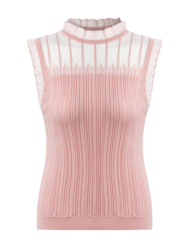 Tencel And Woolen Lace Ruffle Women Tank Top - Image 16