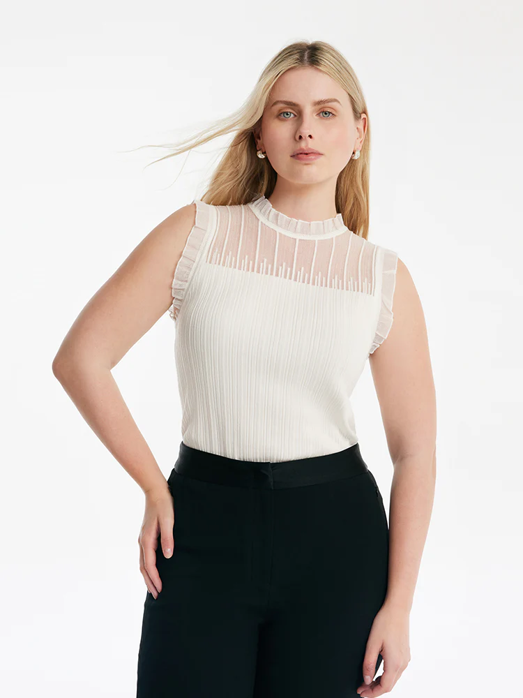 Tencel And Woolen Lace Ruffle Women Tank Top - Image 18