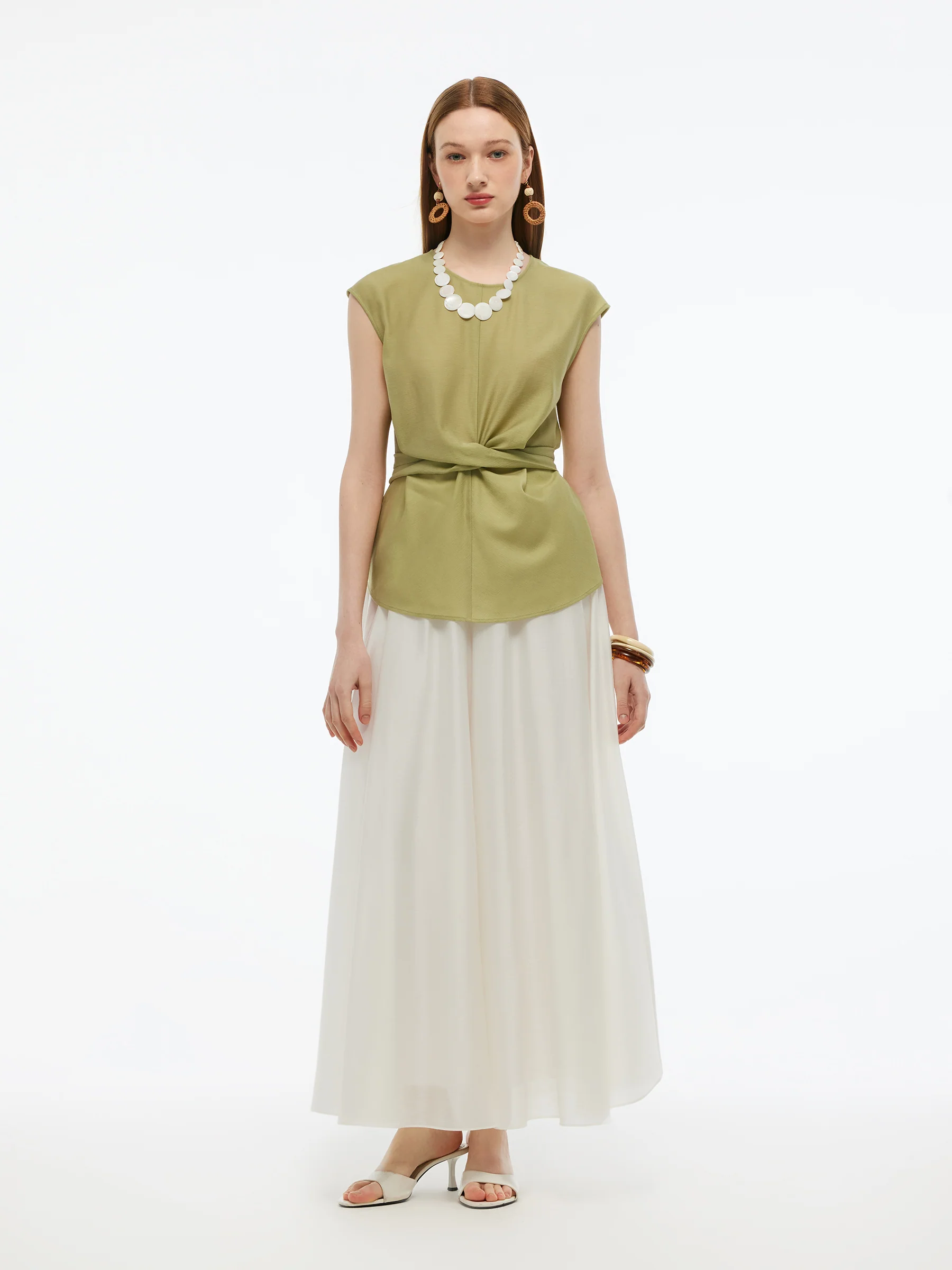 Tencel Blend A-Line Elastic Waist Women Culottes - Image 3