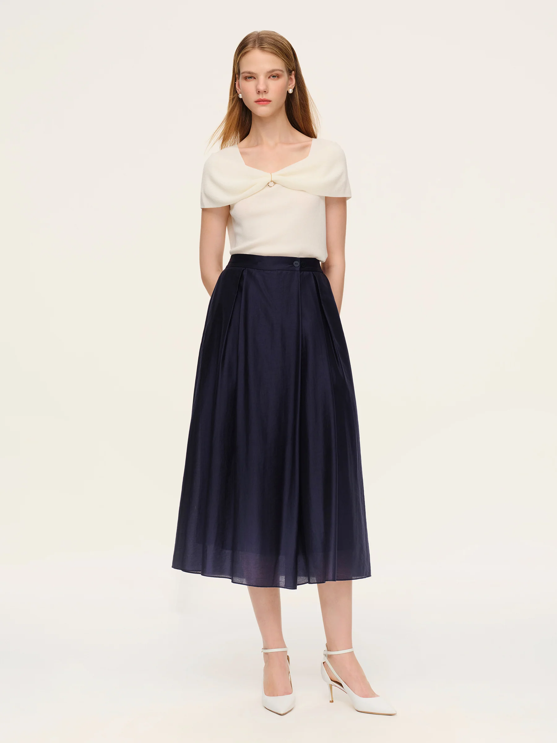 Tencel Blend Adjustable Waist Women A-Line Culottes - Image 3