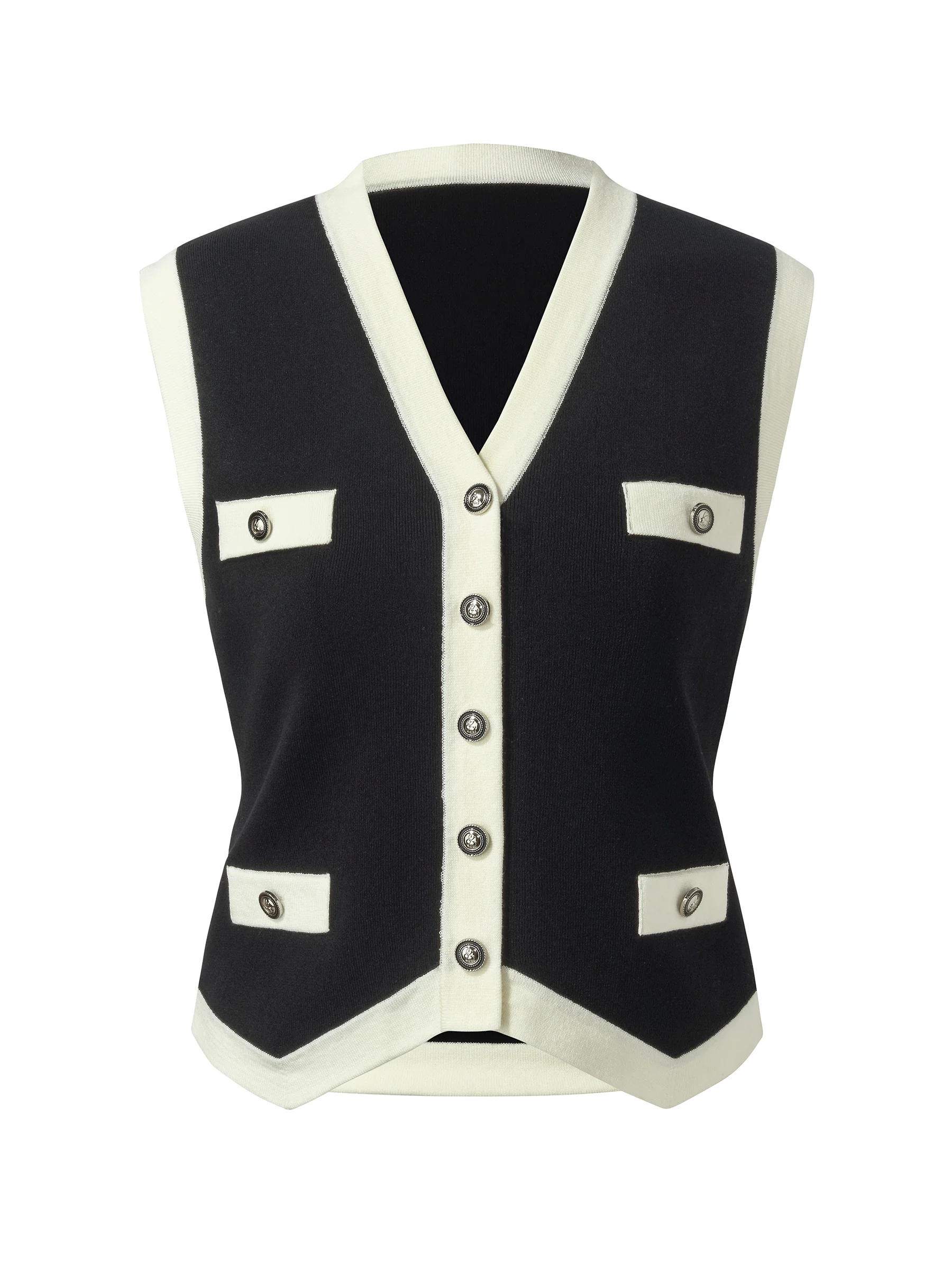 Tencel Blend Contrast Trim Women Knit Vest - Image 5