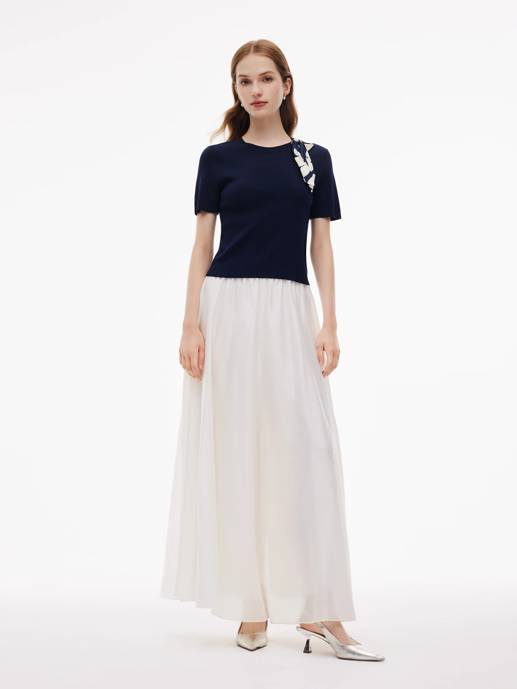 Tencel Blend Cut Out Women Knit Top - Image 11