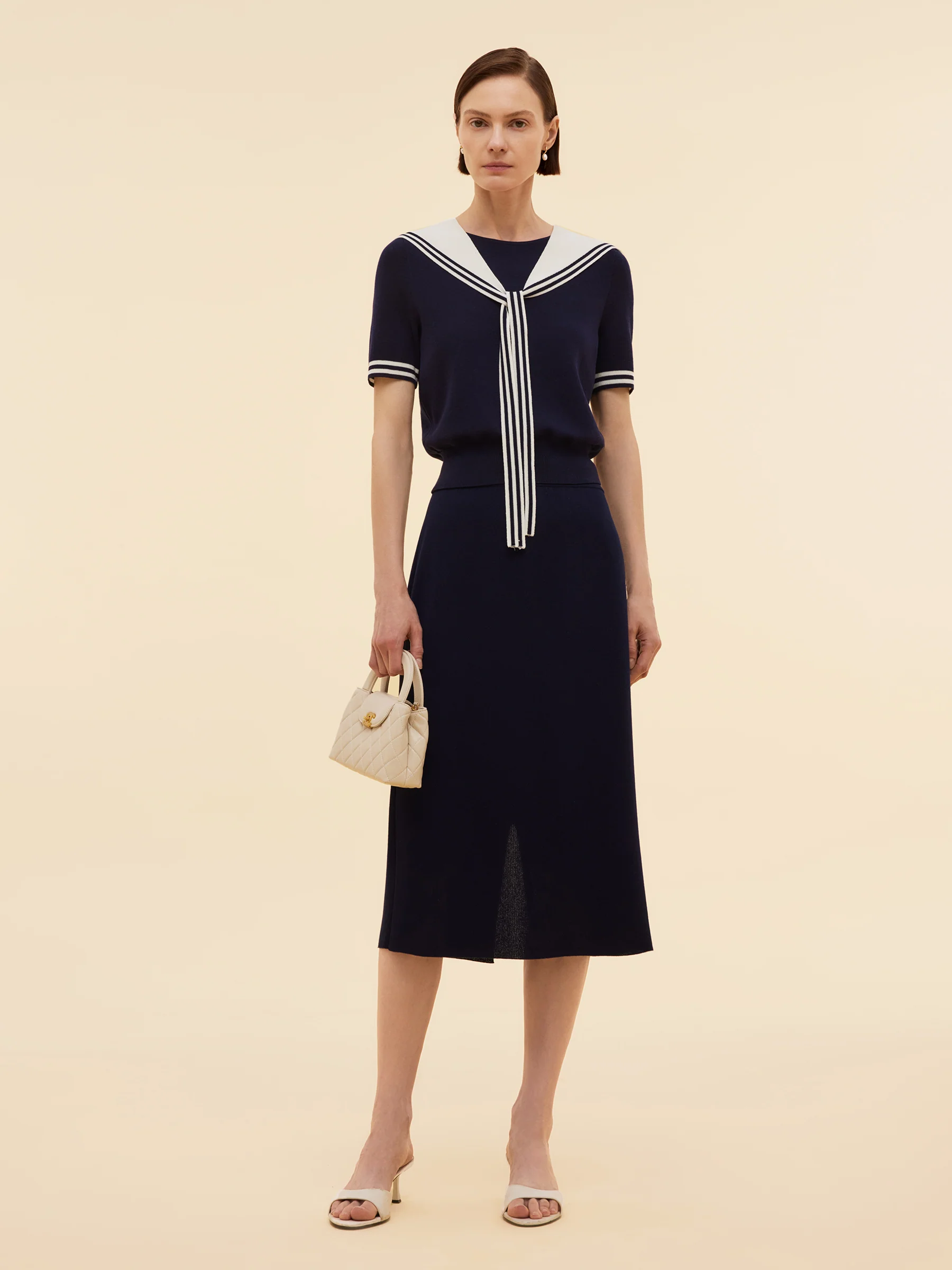Tencel Blend Knit Top And Column Skirt Two-Piece Set - Image 2