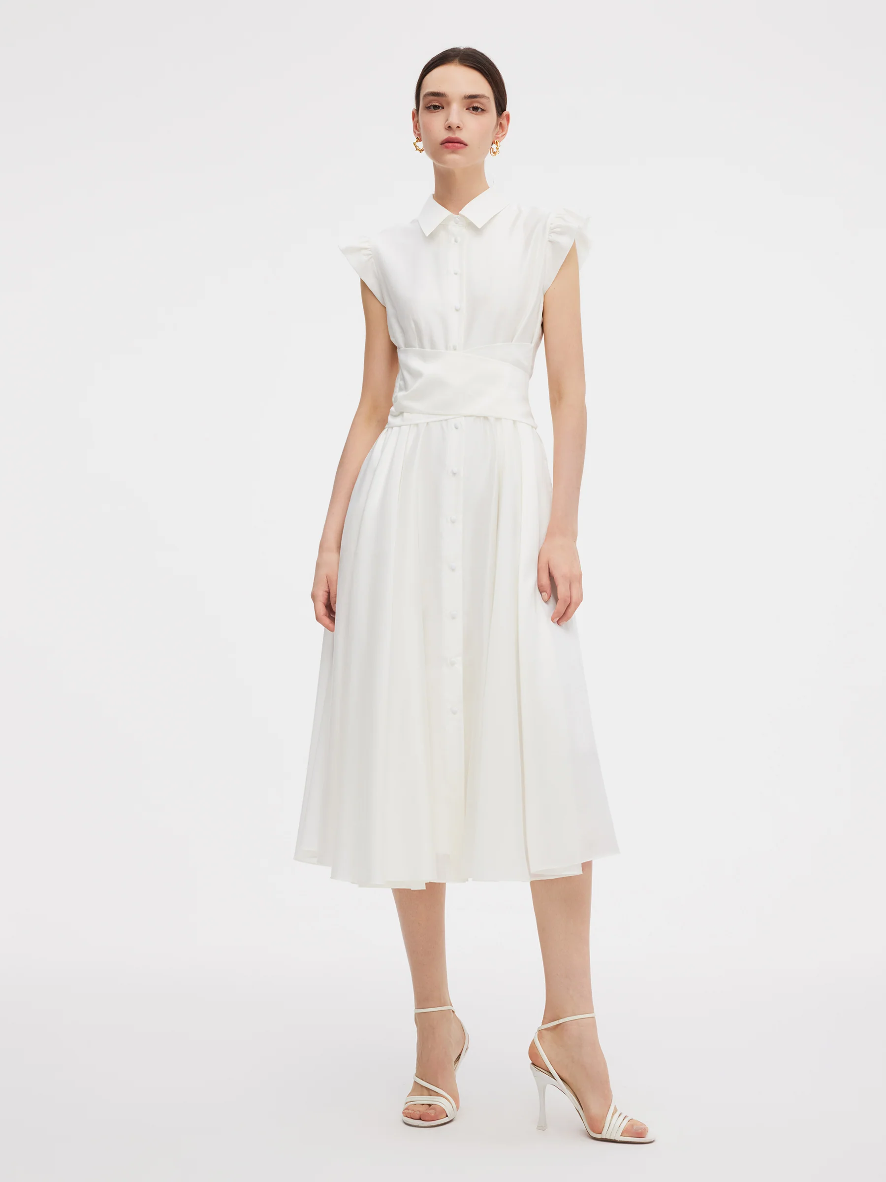 Tencel Blend Ruffle Cap Sleeve Women Maxi Dress - Image 2