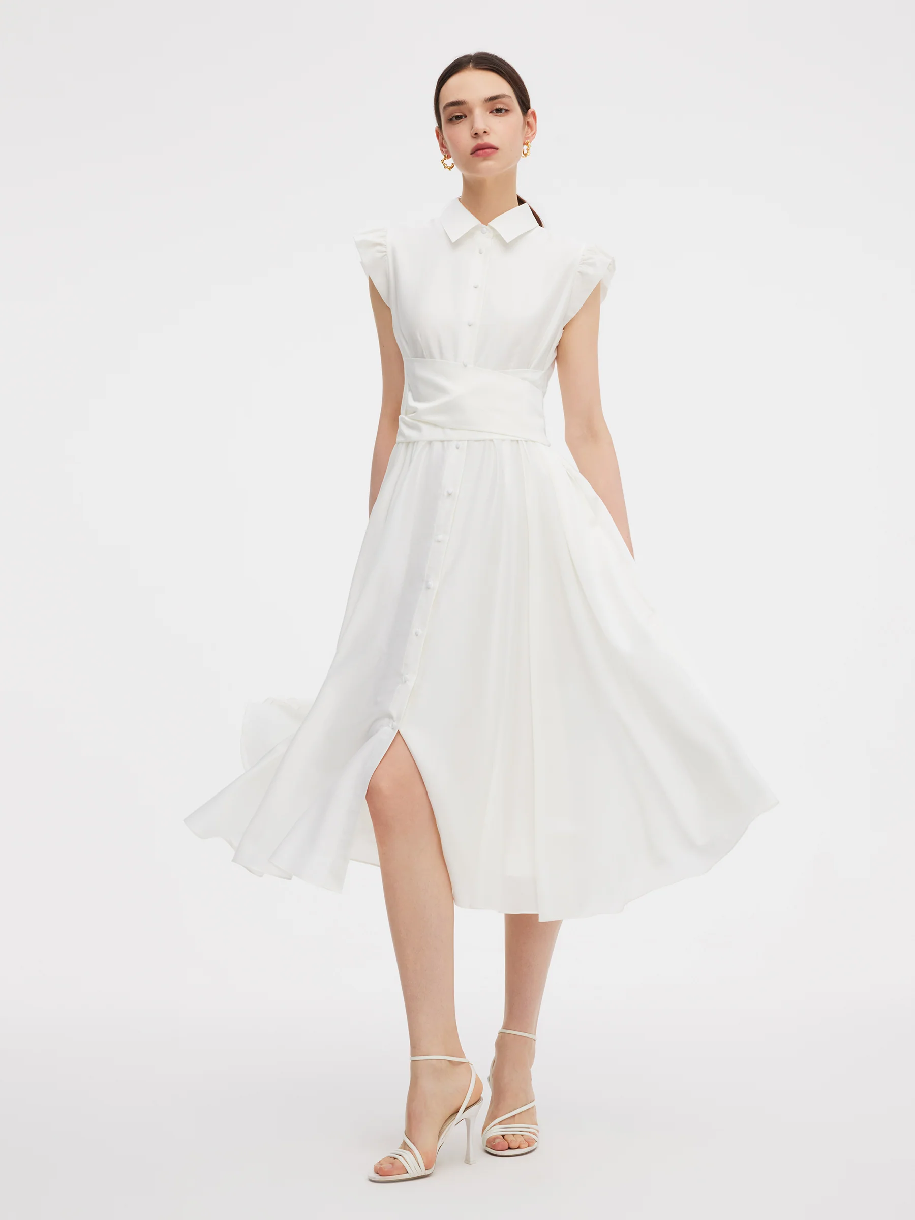 Tencel Blend Ruffle Cap Sleeve Women Maxi Dress - Image 4
