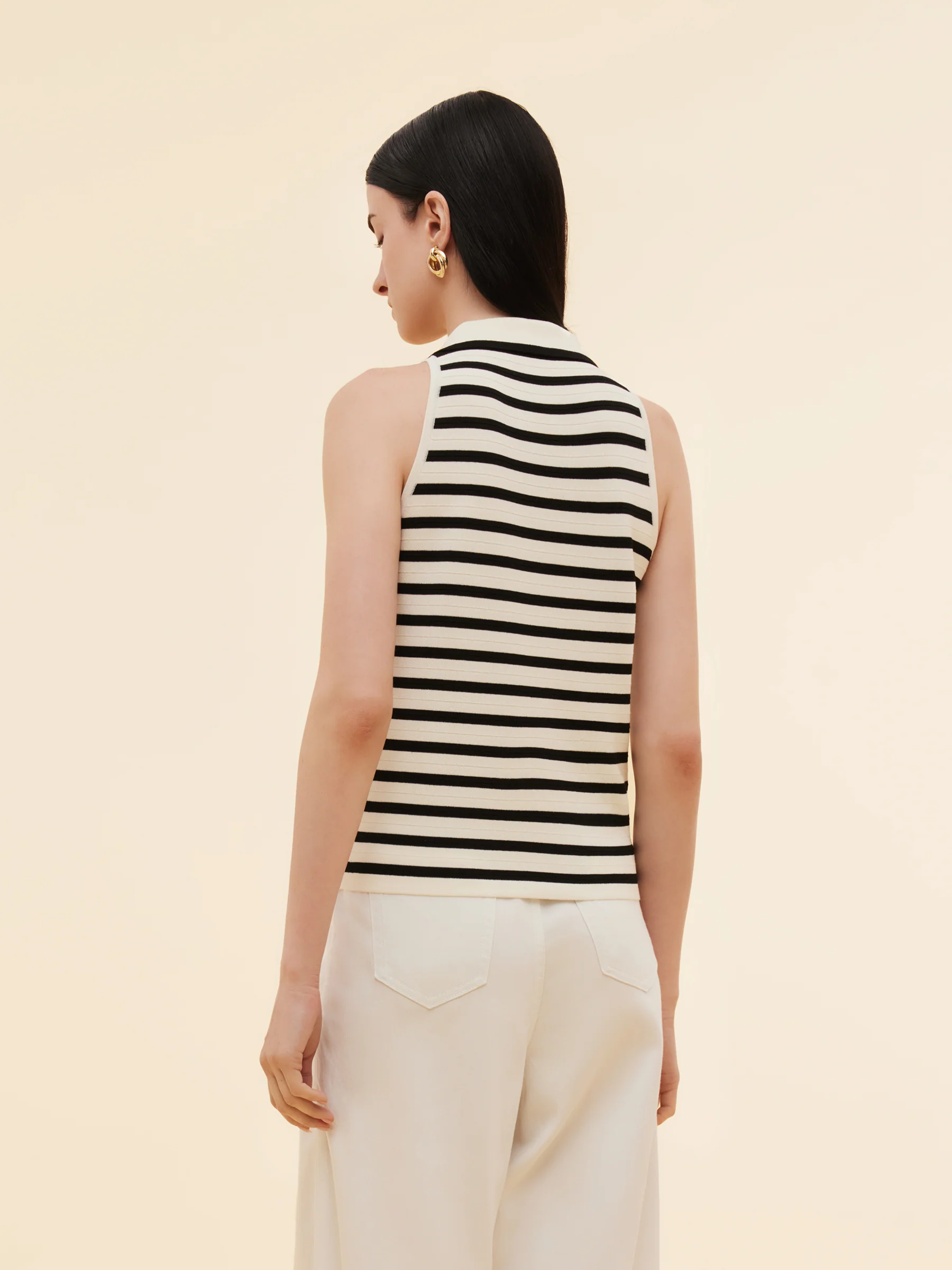 Tencel Blend Stripe Women Knit Tank Top - Image 3