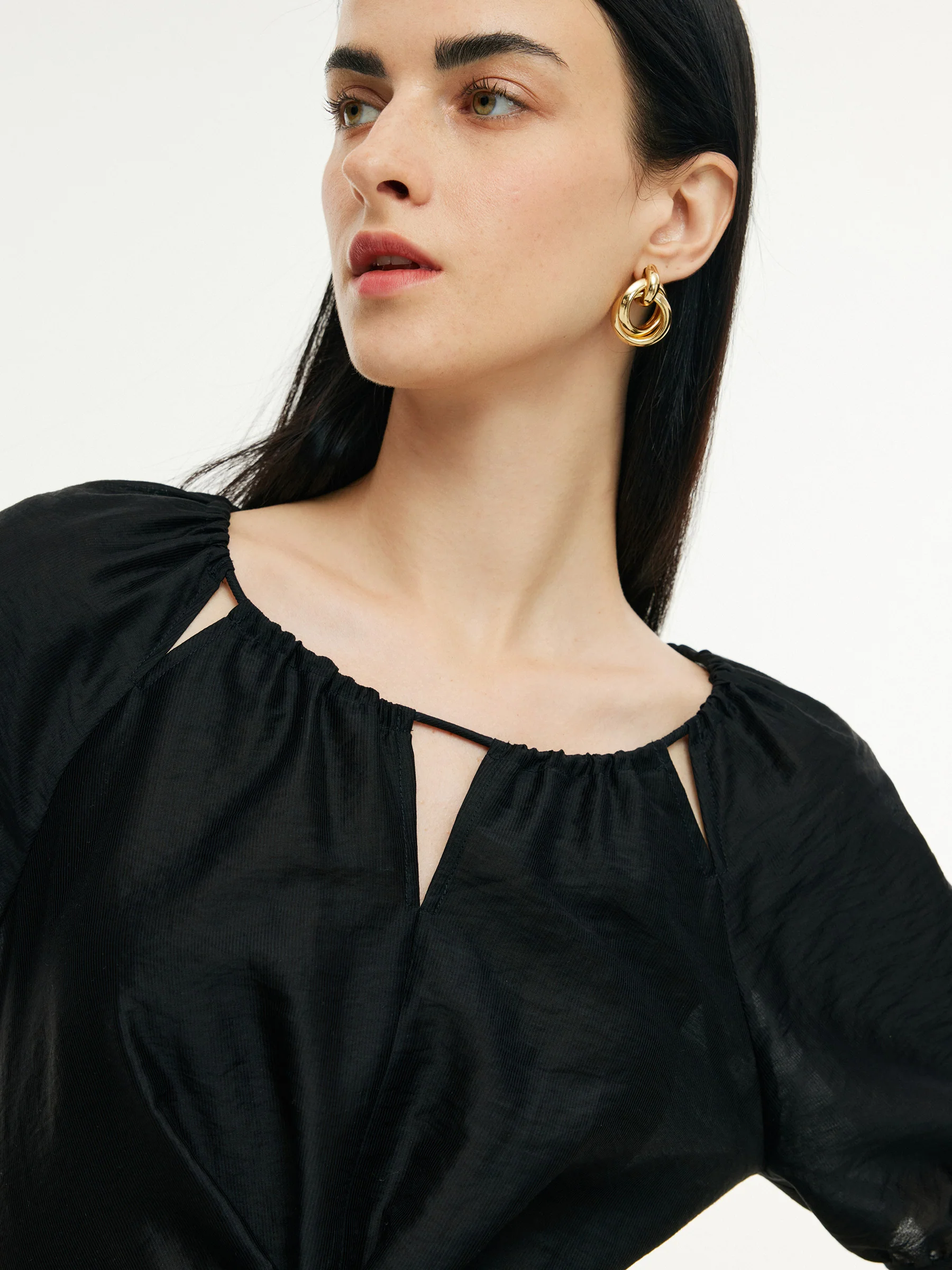 Tencel Blend Twist Front Top And A-Line Skirt Two-Piece Set - Image 6