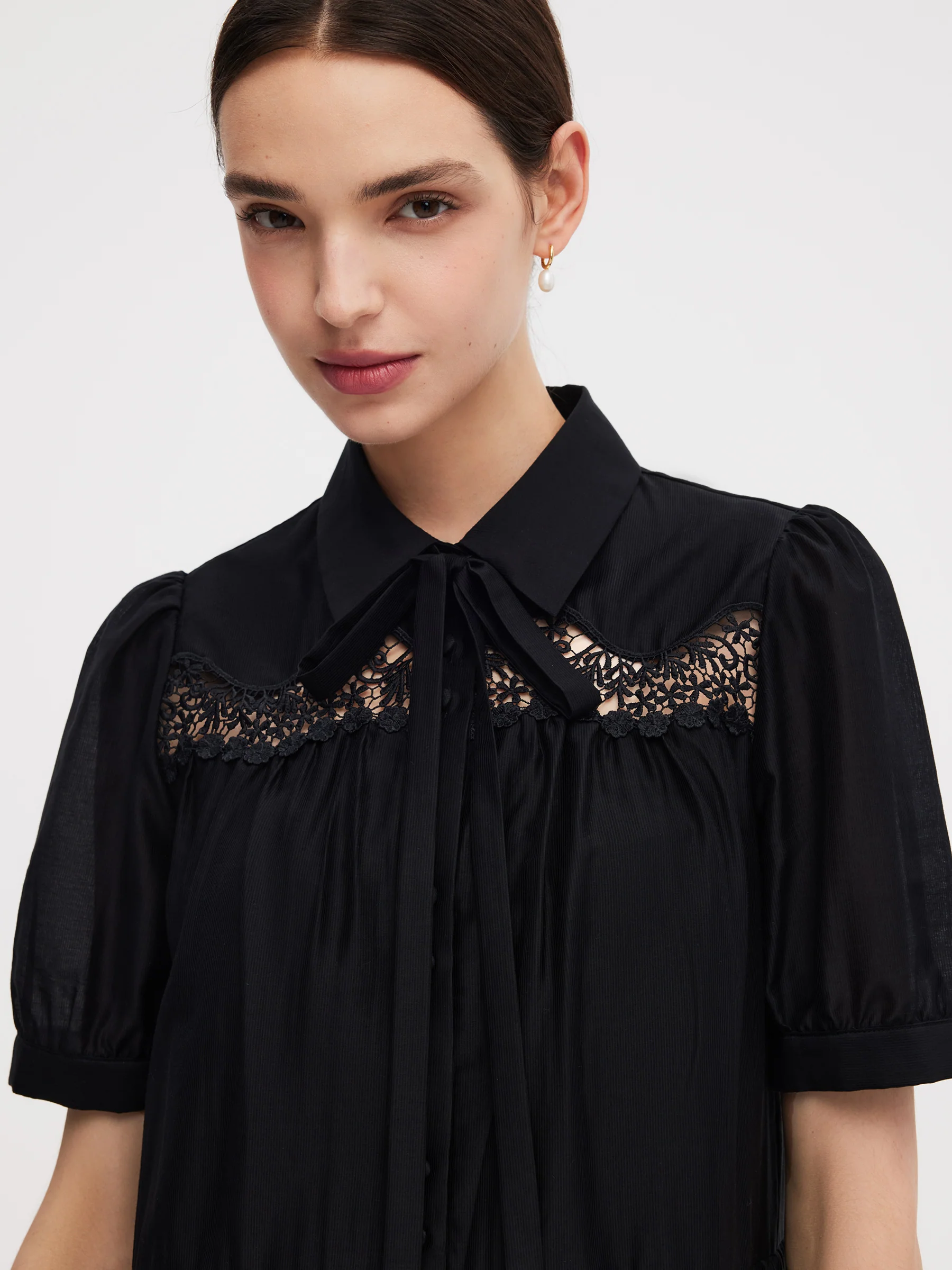 Tencel Blend Women Tiered Mini Dress With Ribbon - Image 13