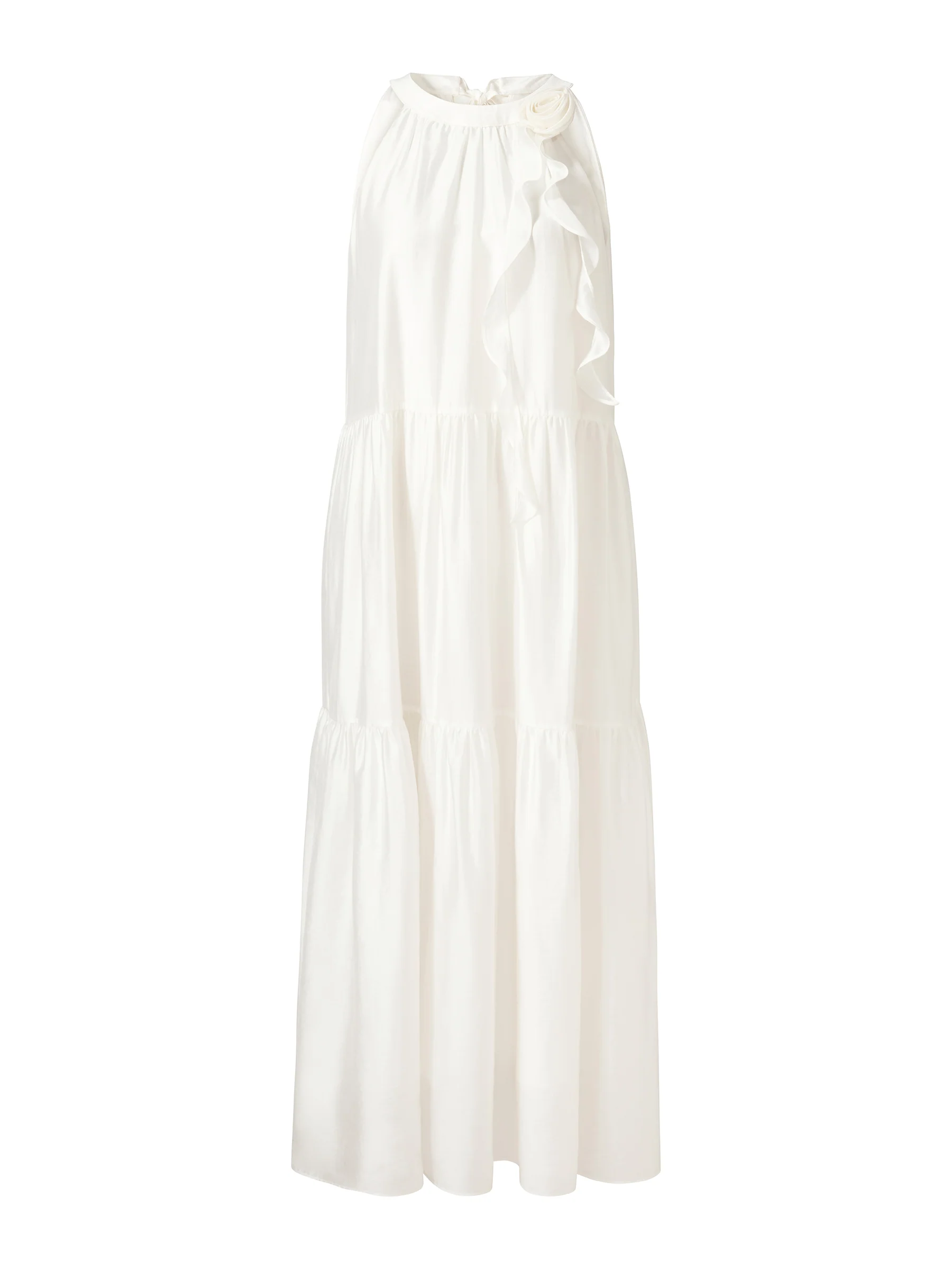 Tencel Blend Halter Maxi Dress With Detachable Flower - Image 6