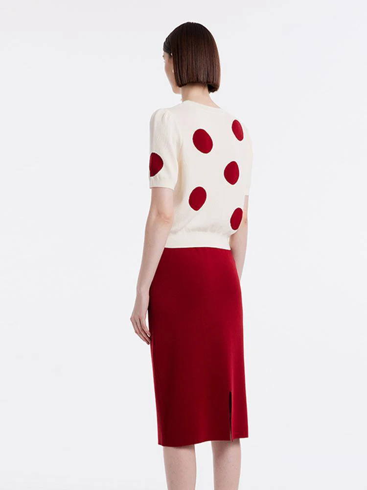 Tencel Jacquard Knitted Top And Women Skirt Two-piece Set - Image 4