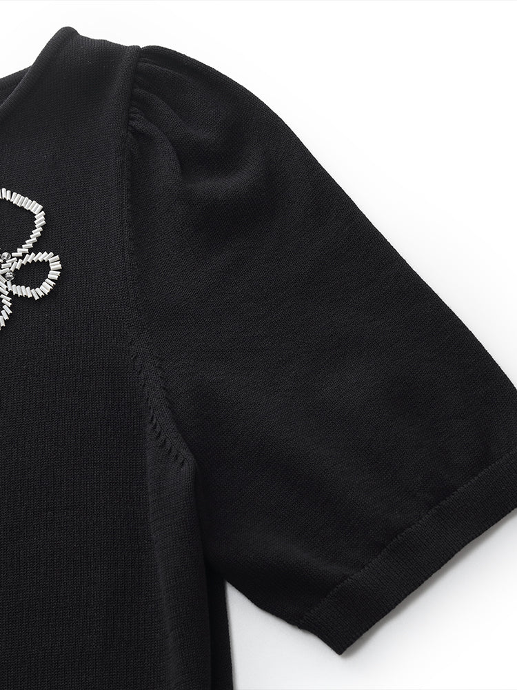 Tencel Knit Top And A-Line Mesh Skirt Two-Piece Set - Image 8