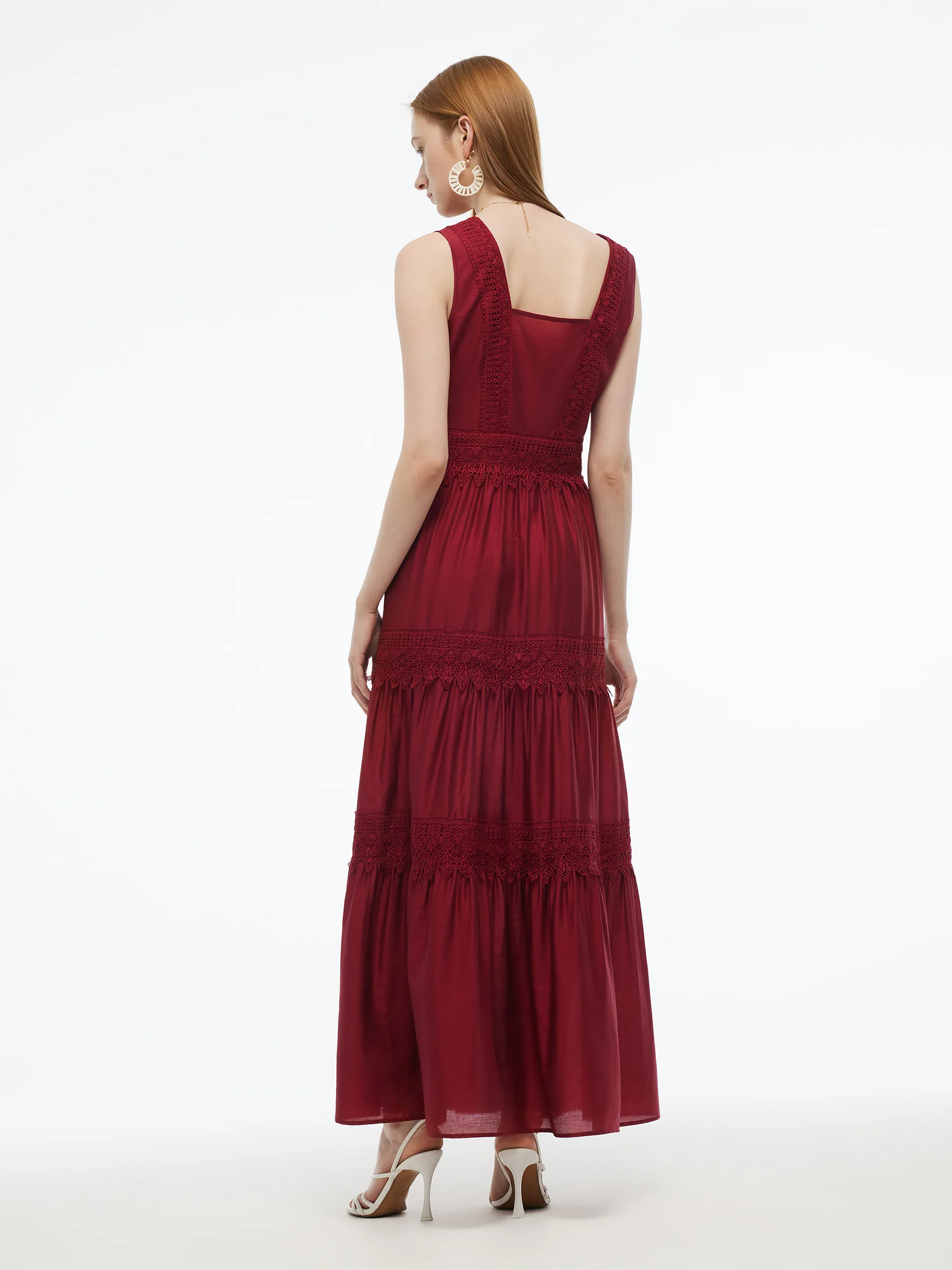 Tencel Lace Trim Women Maxi Vest Dress - Image 4