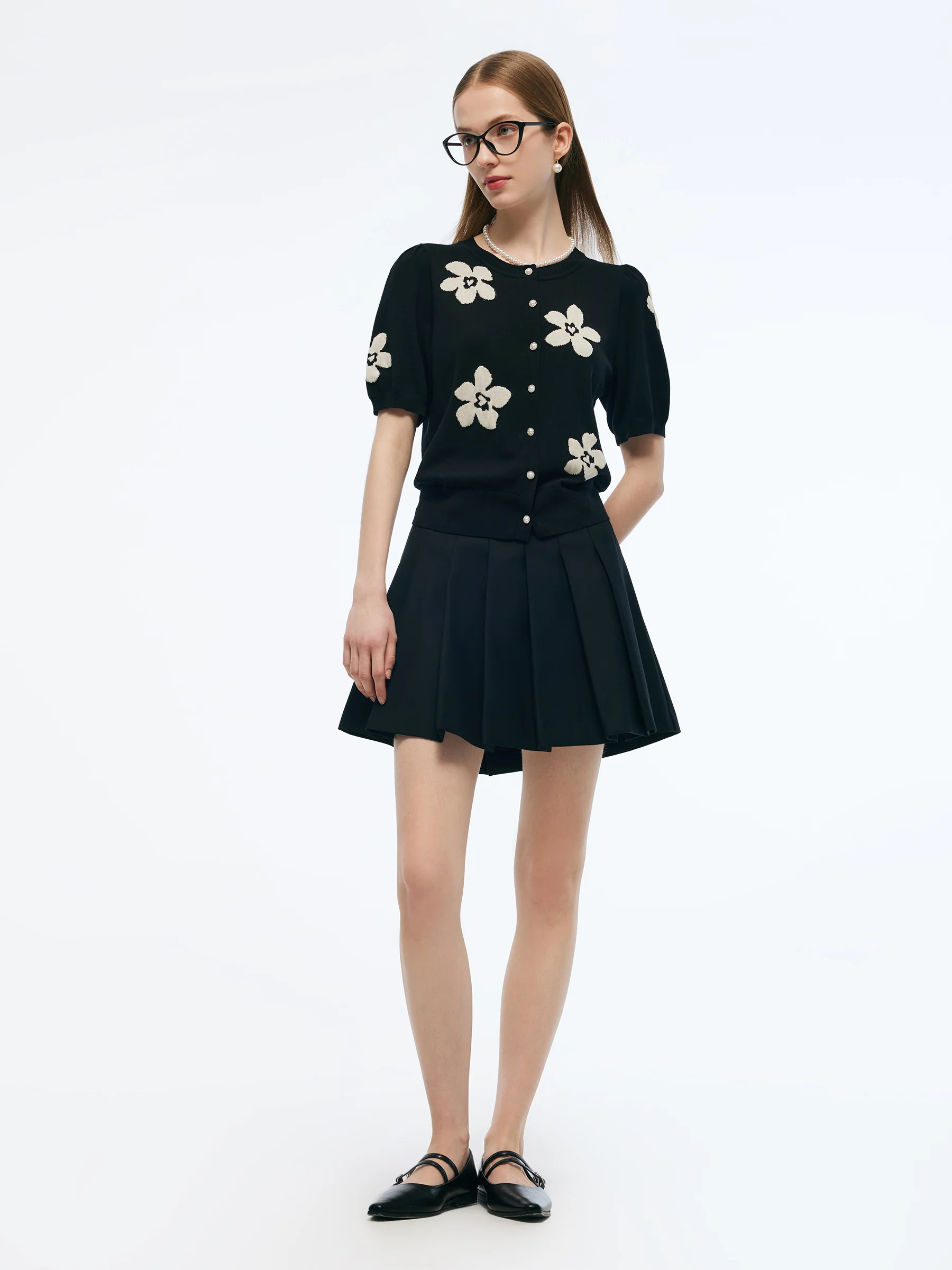 Tencel Mulberry Silk Blend Floral Jacquard Women Cardigan - Image 2