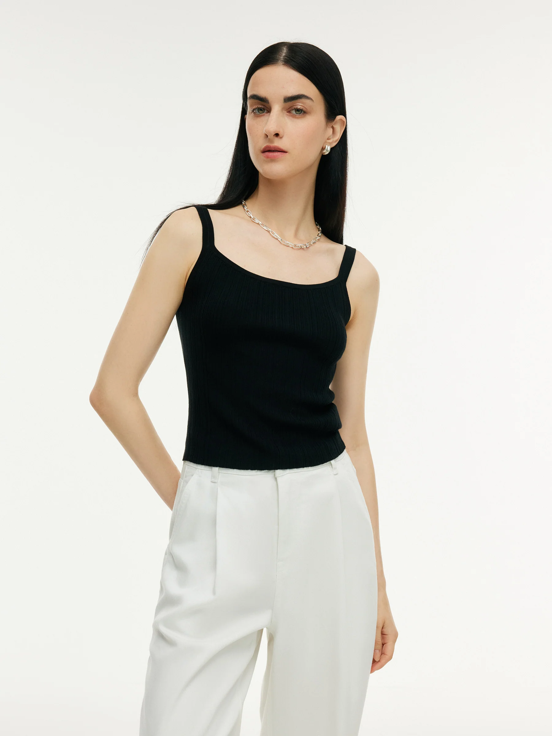 Tencel Mulberry Silk Blend Women Knit Stretchy Tank Top - Image 10