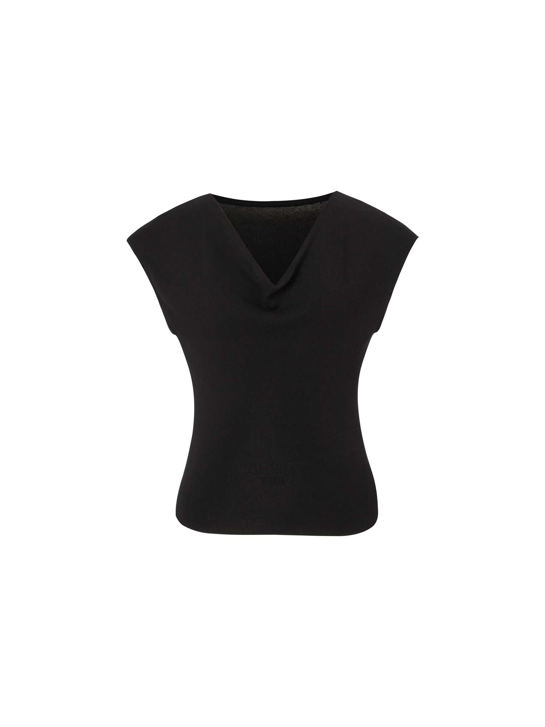 Tencel Mulberry Silk Cowl Neck Women Cap Sleeve Knit Top - Image 7