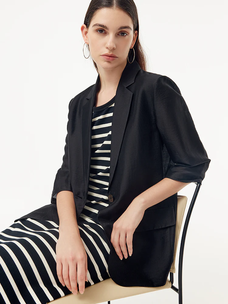 Tencel One Button Women Blazer - Image 5