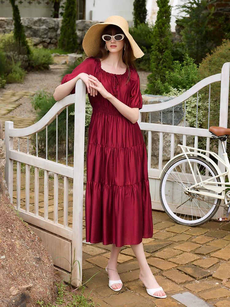 Tencel Ruffle Tiered Women Maxi Dress - Image 3
