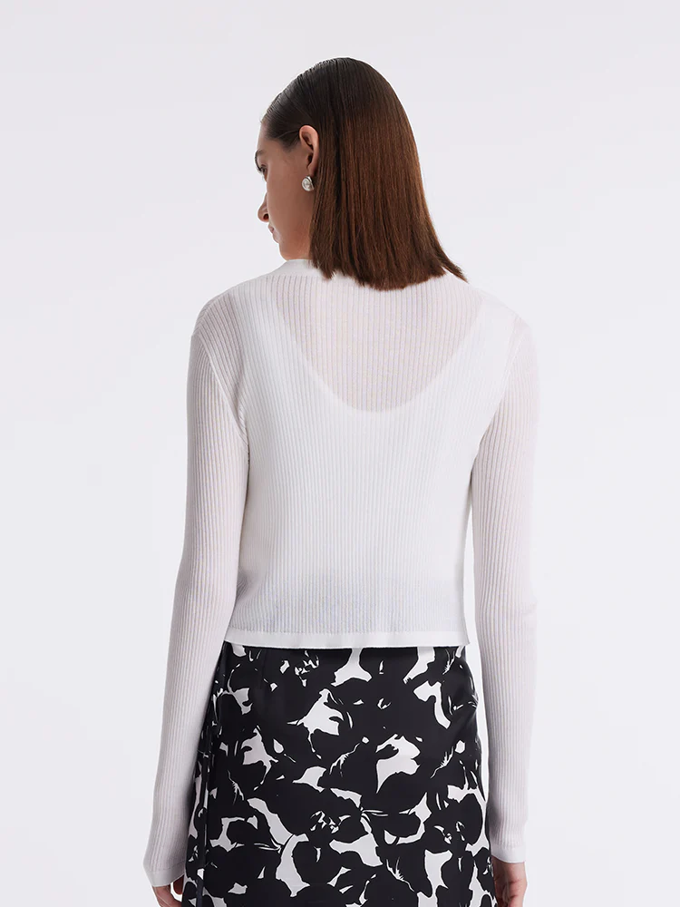 Tencel-Silk Blend Knitted V-Neck Women Cardigan - Image 12