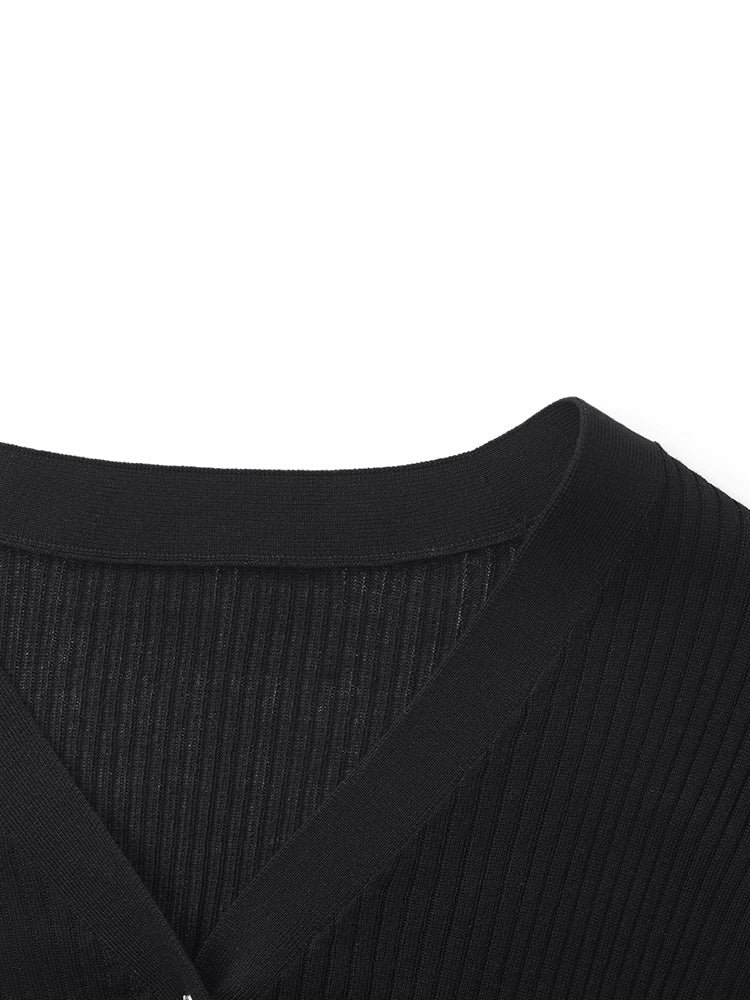 Tencel-Silk Blend Knitted V-Neck Women Cardigan - Image 16