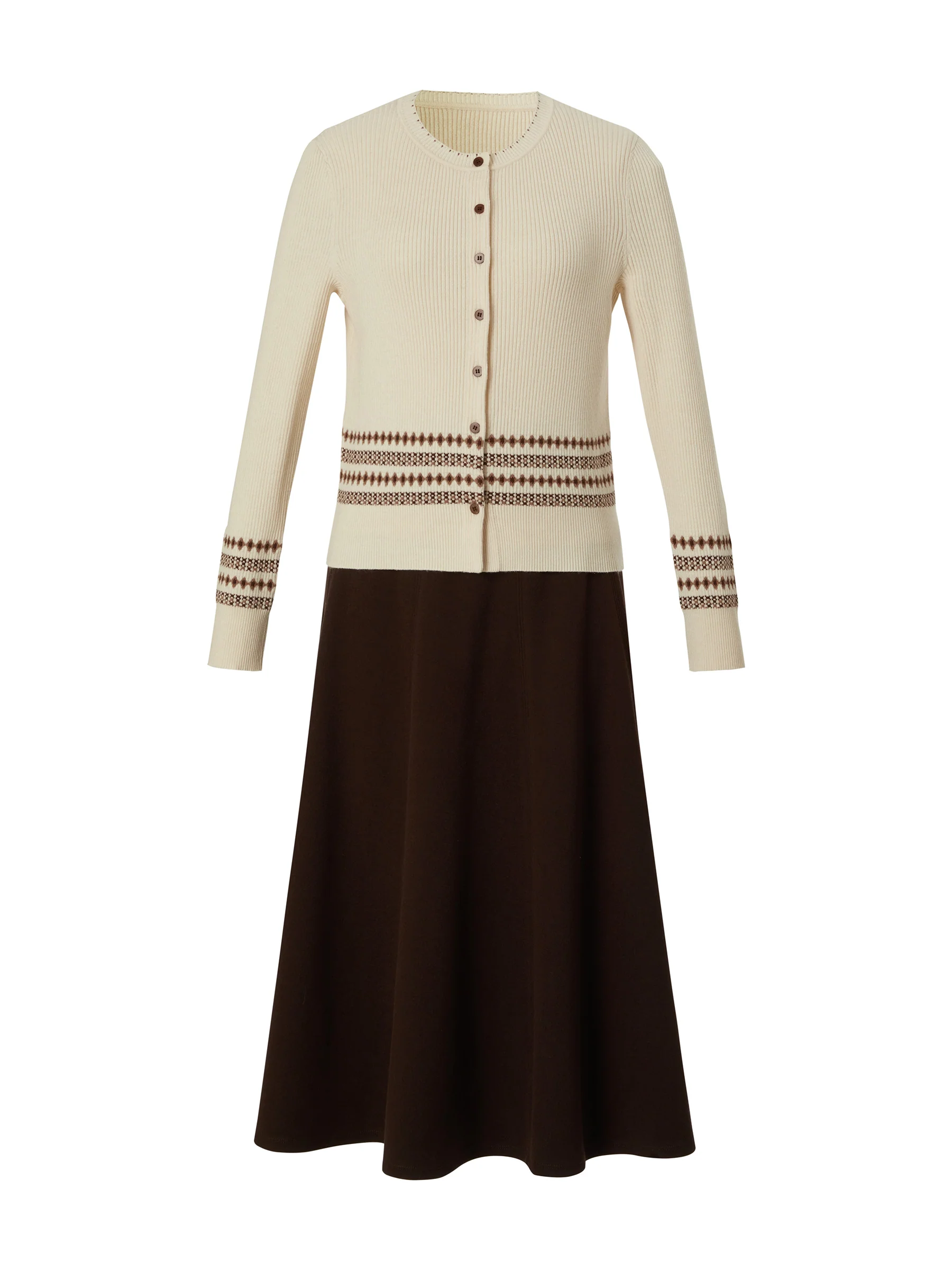 Tencel Wool Blend Cardigan And Tank Top And Skirt Three-Piece Set - Image 9