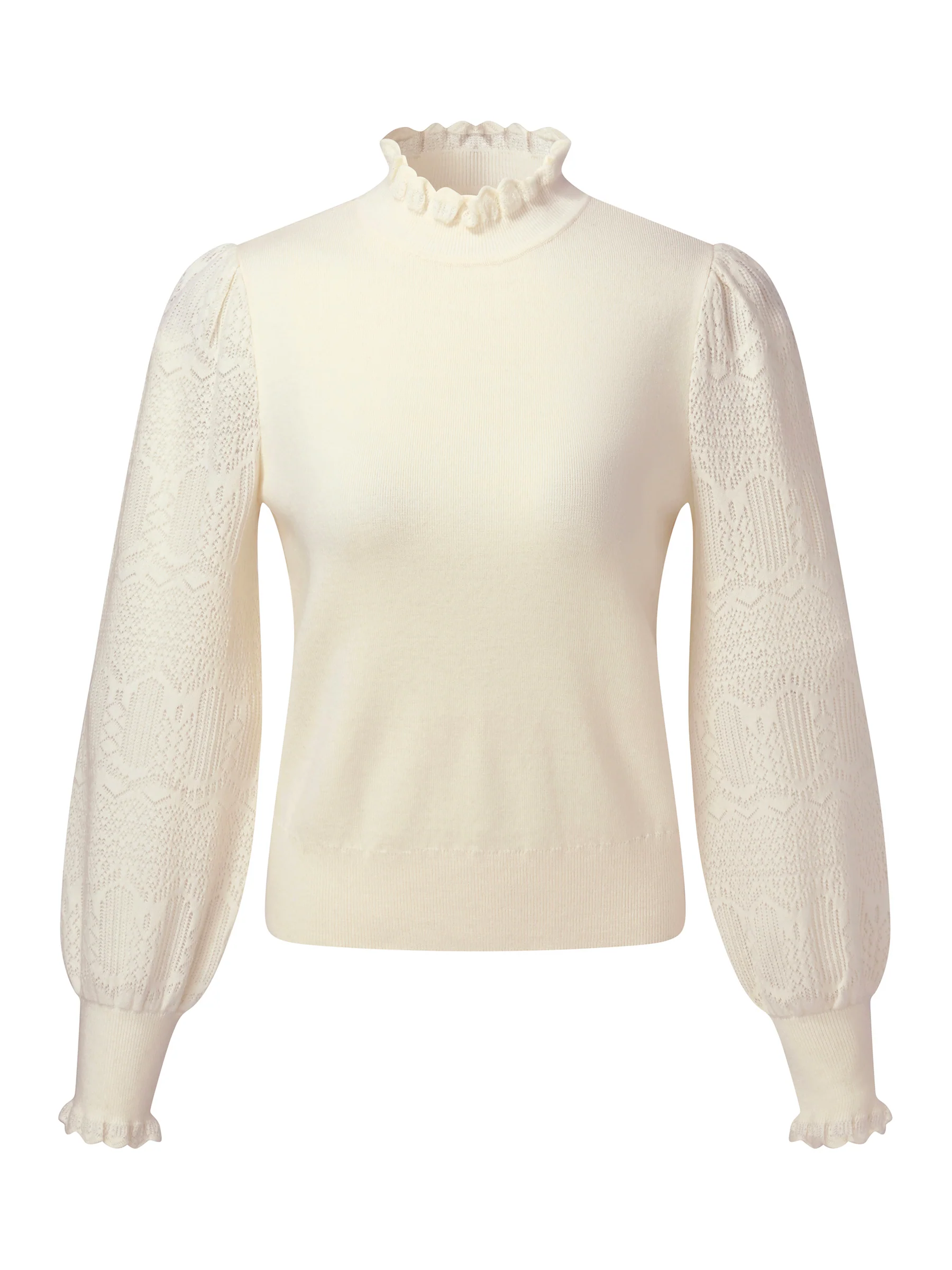 Tencel Wool Blend Ruffle Neck Women Sweater - Image 7