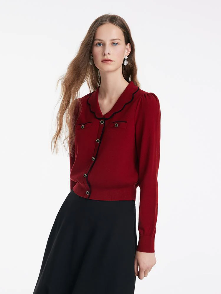Tencel Wool V-Neck Sweater And Half Skirt Two-Piece Set - Image 5