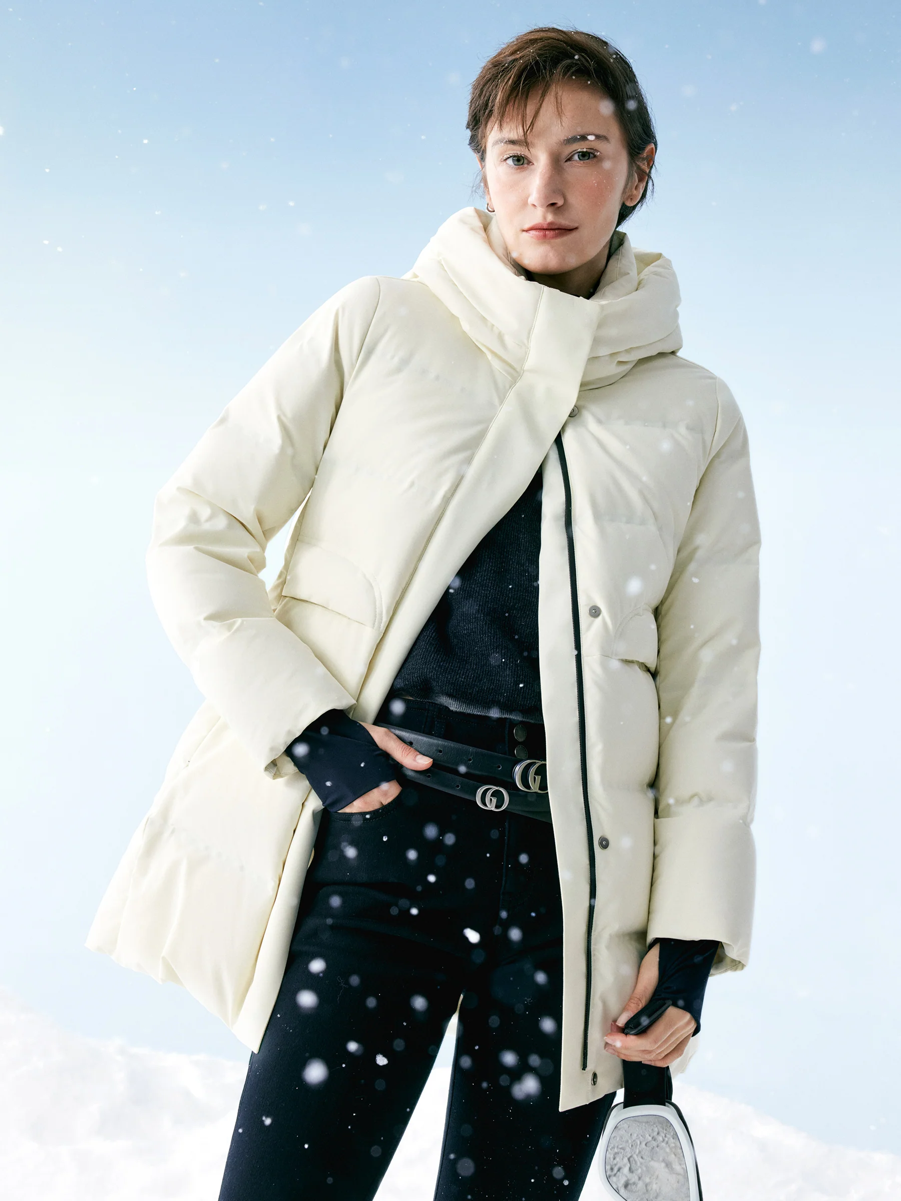 Thermal Tech Back Hooded Goose Down Coat - Image 2