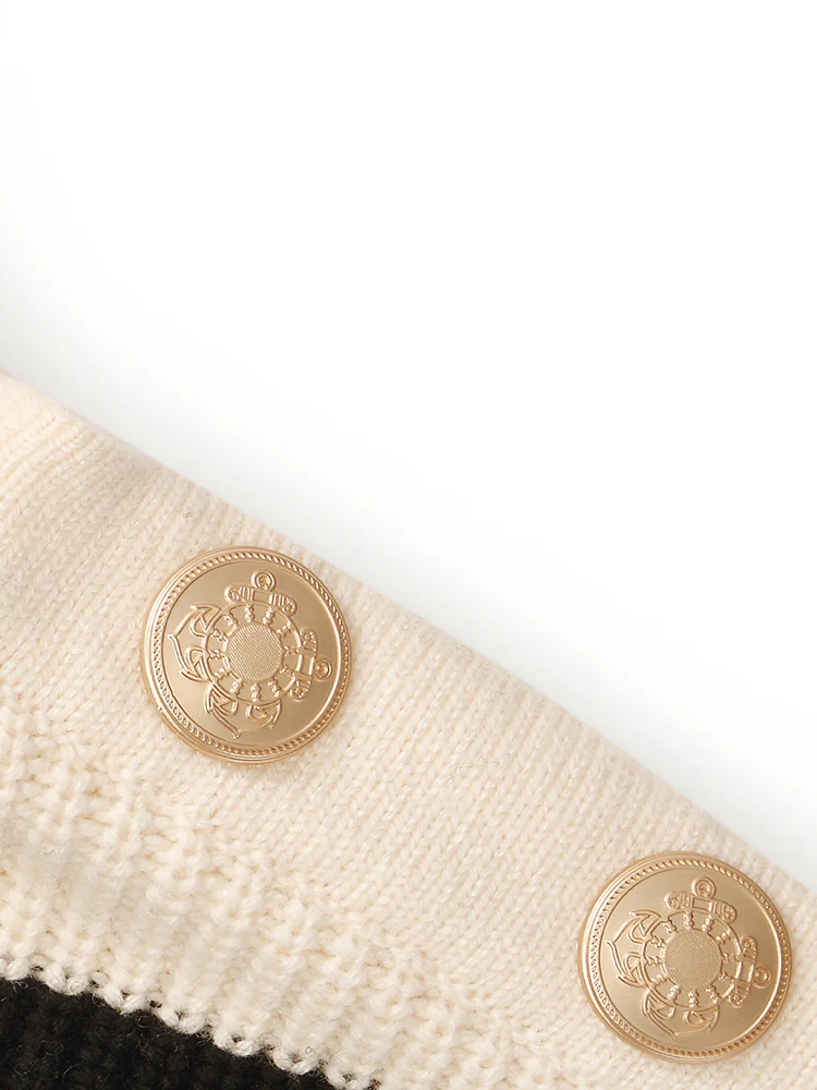 Thermostatic Wool Loose Striped Button-Shoulder Sweater - Image 8