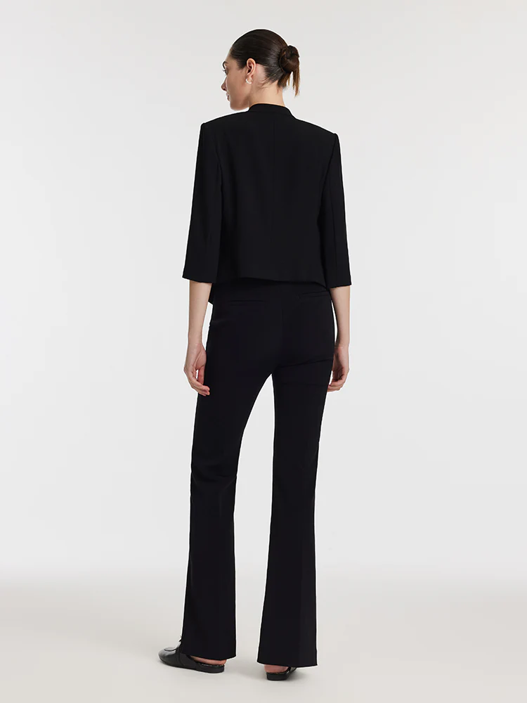 Triacetate 3/4 Sleeves Women Crop Blazer - Image 10