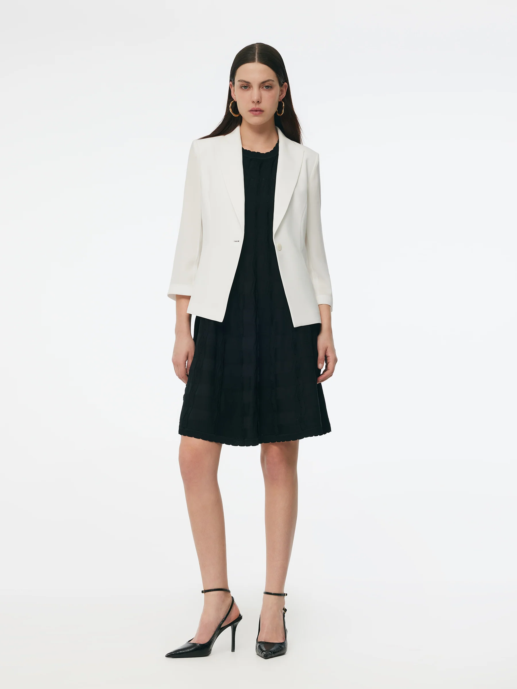 Triacetate Blend Gathered Waist Women Blazer - Image 2