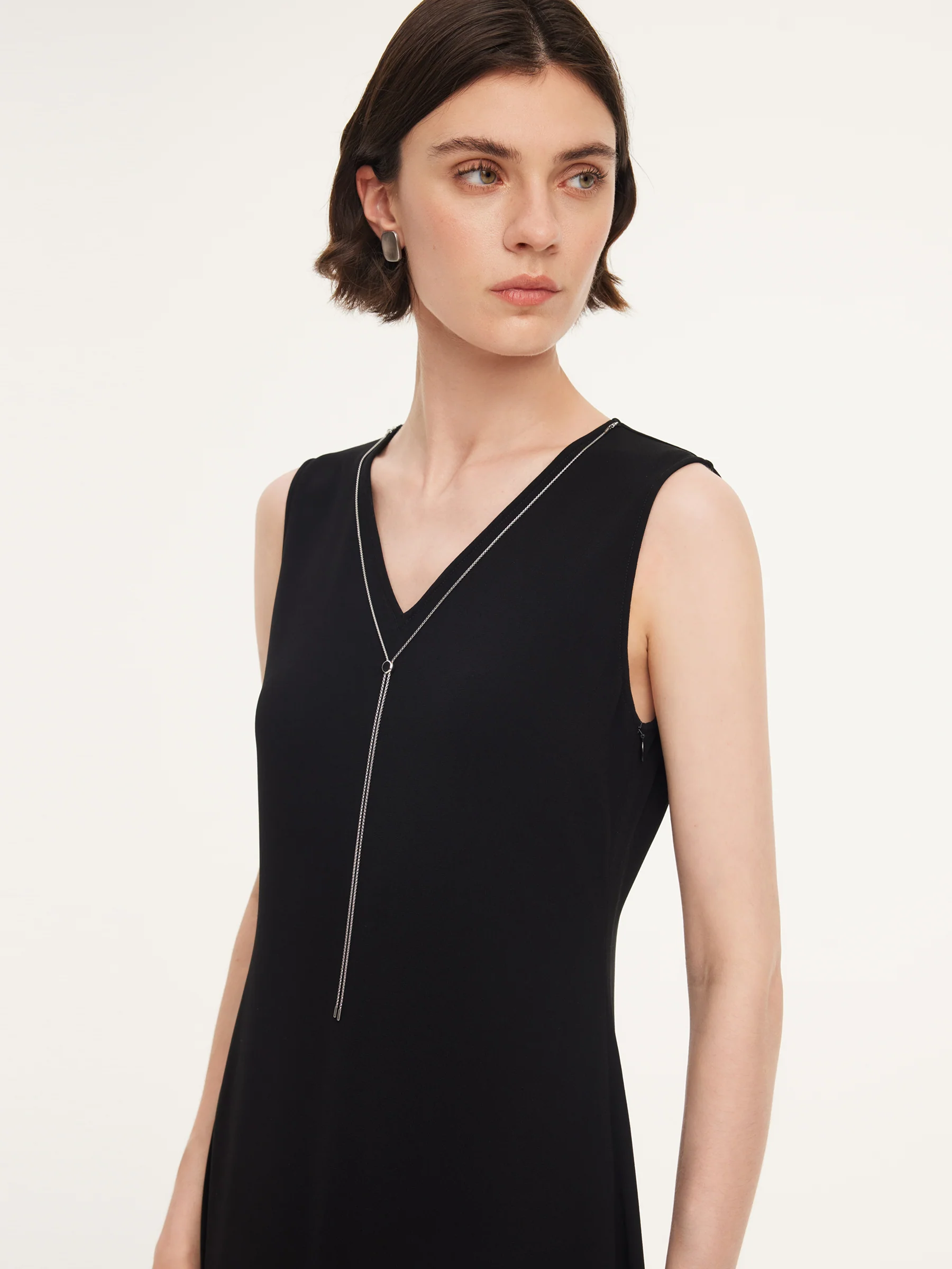 Triacetate Blend V-Neck Women Sleeveless Maxi Dress - Image 6