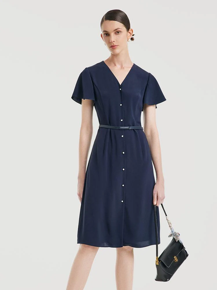 Triacetate Dress With Belt And Silk Scarf - Image 13