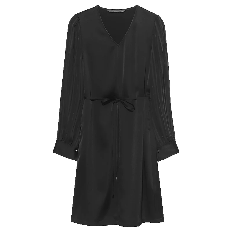 Triacetate V-Neck Long Sleeve Midi Dress - Image 5