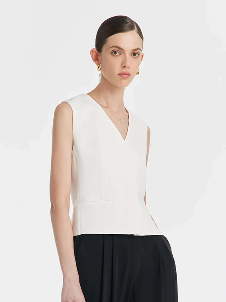 Triacetate Slim V-Neck Women Vest - Image 4