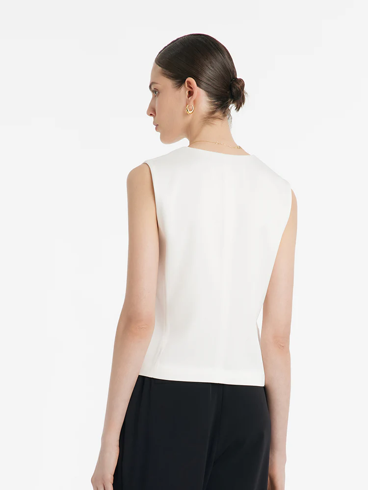 Triacetate Slim V-Neck Women Vest - Image 5