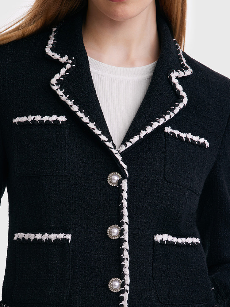 Tweed Contrast Trim Women Crop Jacket - Image 7