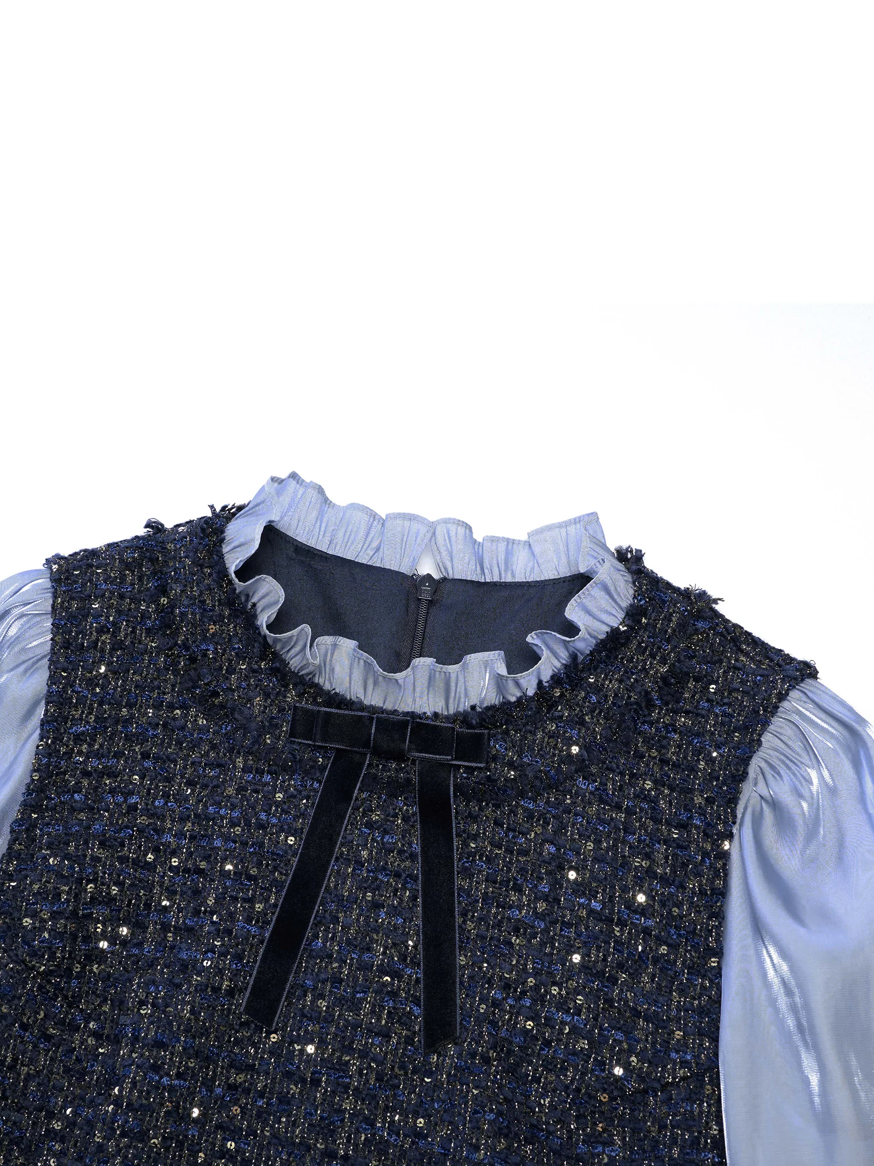 Tweed Faux-Layered Women Mini Dress - Image 7