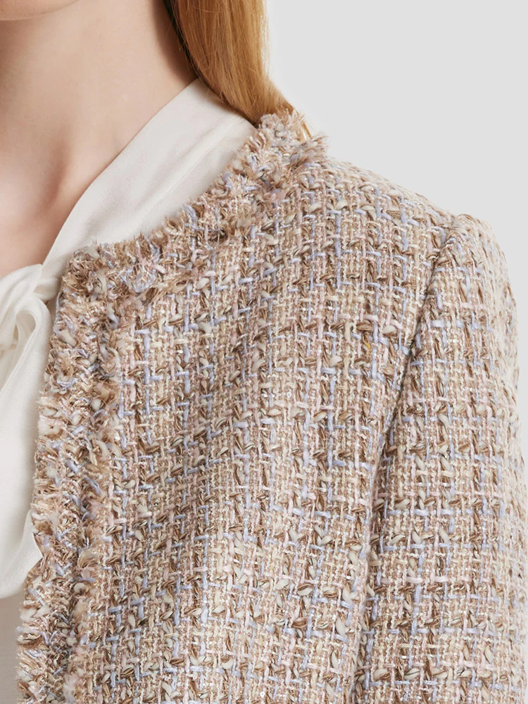Tweed Frayed Women Crop Jacket - Image 7