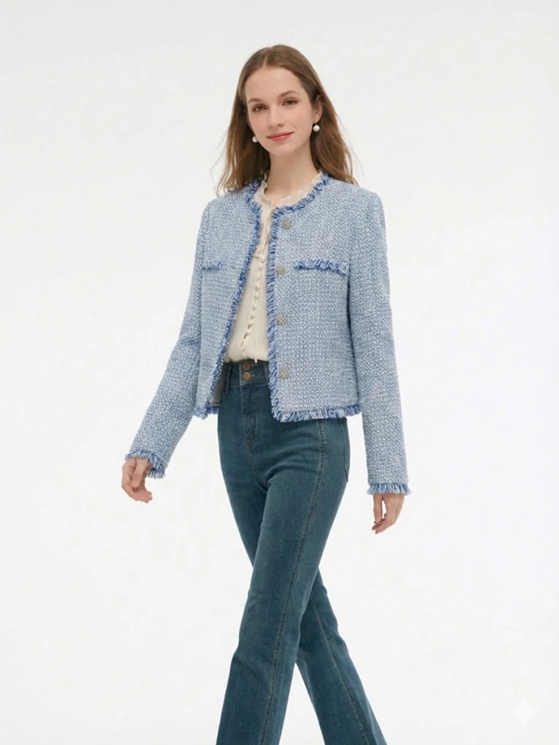 Tweed Fringe Trim Women Jacket - Image 5