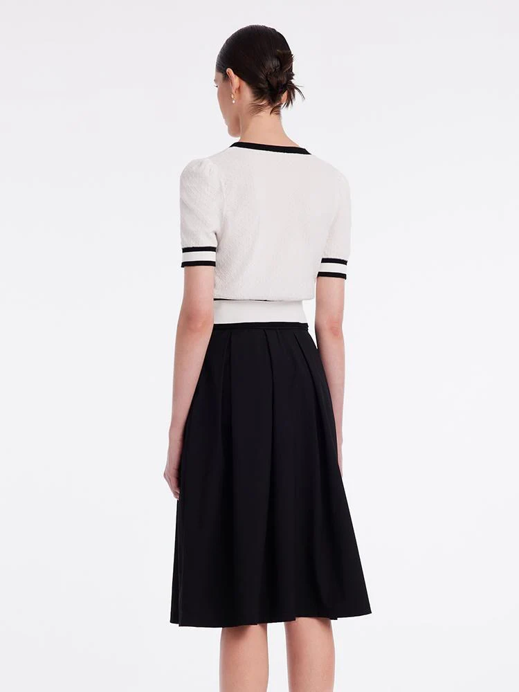 Pre-Order Classic Jacquard Knit Top And Half Women Skirt Two-Piece Set - Image 3