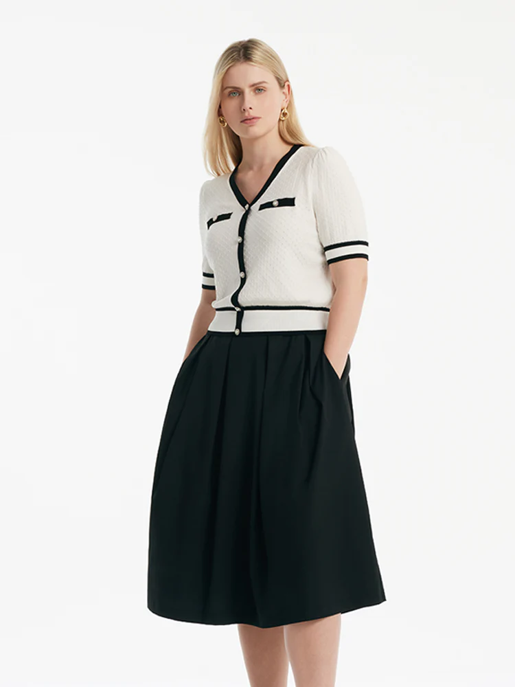 Pre-Order Classic Jacquard Knit Top And Half Women Skirt Two-Piece Set - Image 6