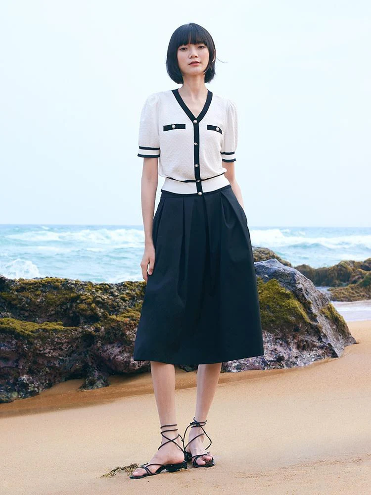 Pre-Order Classic Jacquard Knit Top And Half Women Skirt Two-Piece Set - Image 9