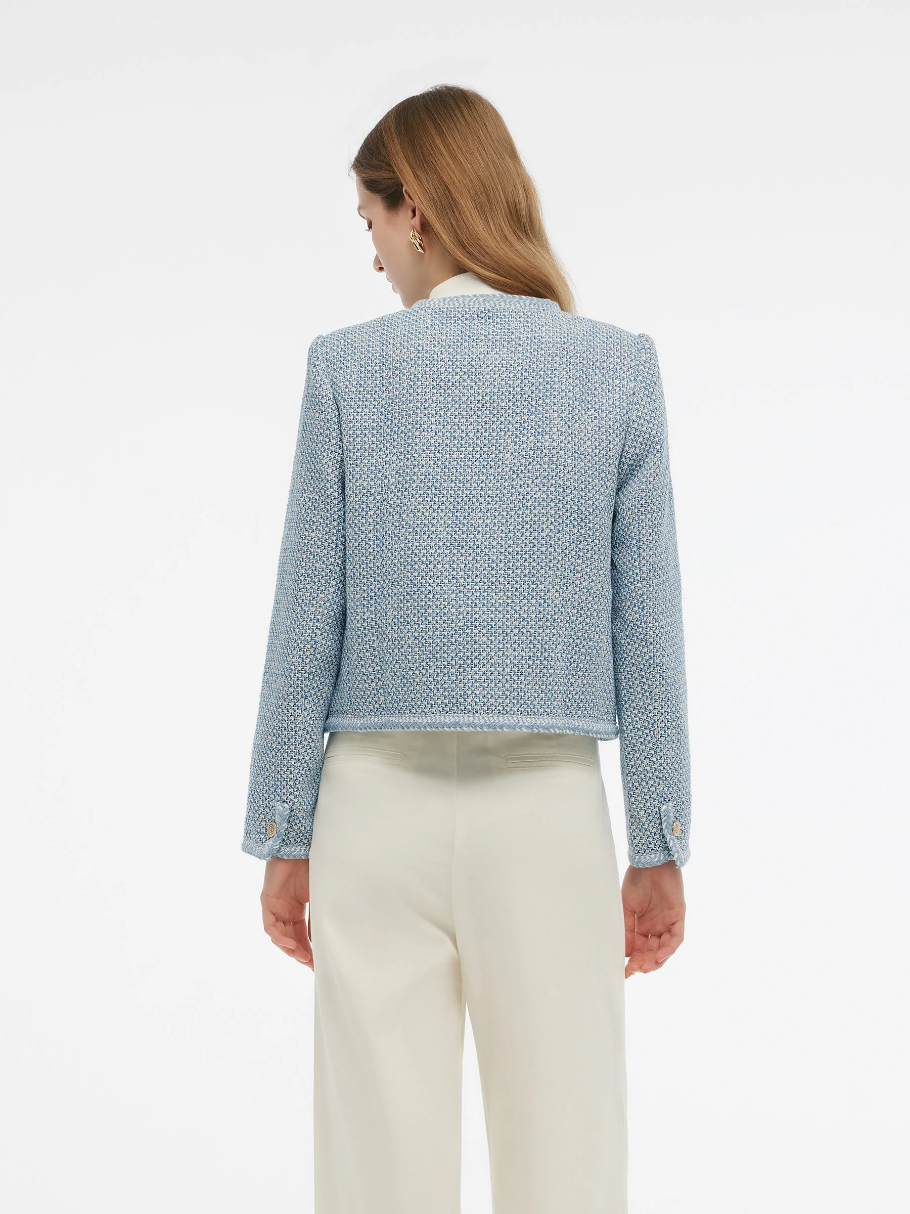 Tweed Round Neck Women Jacket - Image 3