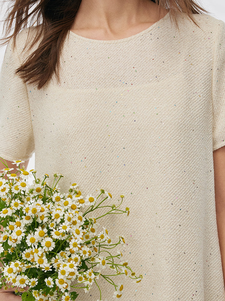 Tweed Sequins Fringed Edge Women Maxi Dress With Slip Dress - Image 2