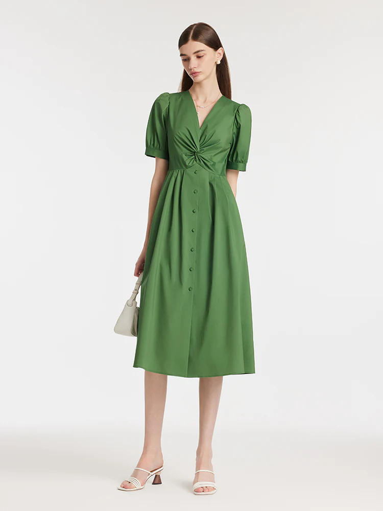 V-Neck Knotted Women Midi Dress - Image 6